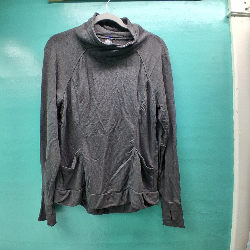 Yogalicious Cowl Neck Pullover MD Heather Charcoal Activewear Athleisure Pocket